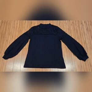NWOT Venus Elegant Navy Lace Top